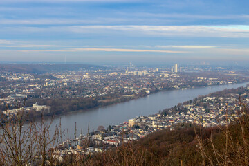 The Rhine and the city of Bonn in the background, Germany.