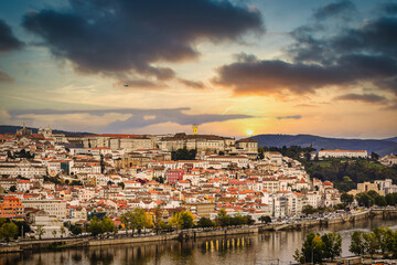 Panorama of Coimbra city in Portugal.