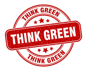 think green stamp. think green label. round grunge sign