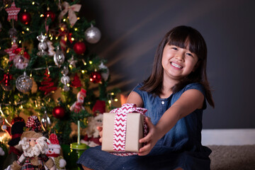 Obraz na płótnie Canvas .Smiling girl in Christmas decoration