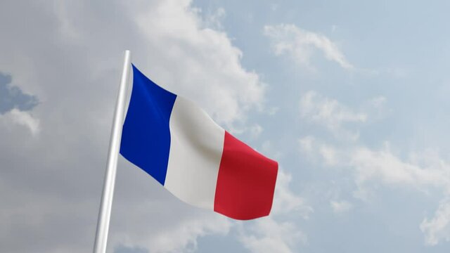 France Flag with 3D Rendering BigCloseup. 4K