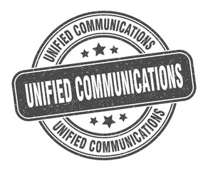 unified communications stamp. unified communications label. round grunge sign