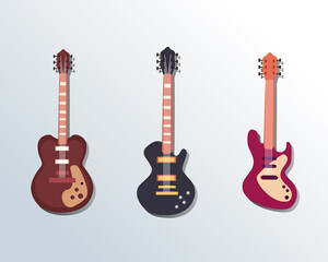 Obraz premium guitars instruments flat style symbol set vector design