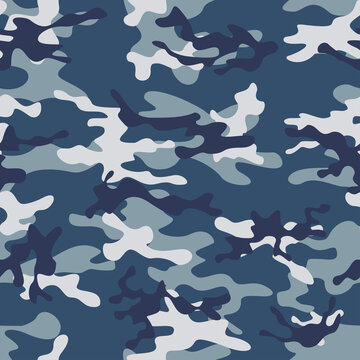 
Blue military camouflage seamless vector pattern on teksil.