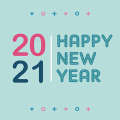 2021 Happy New Year Flat Design With Circles And Stars