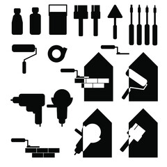 Vector icons on the construction theme