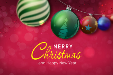 Christmas background in realistic style with decoration