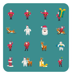Fototapeta premium christmas set of cute and funny characters