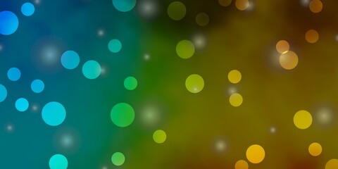 Light Blue, Yellow vector pattern with circles, stars.