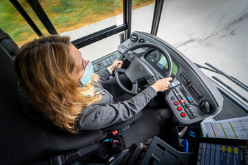 Driver woman day work