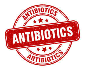 antibiotics stamp. antibiotics label. round grunge sign