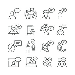Fototapeta premium Speech related icons: thin vector icon set, black and white kit