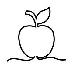 one line design of apple icon