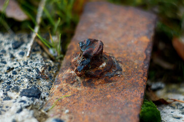 Melted bolt in a concrete block
