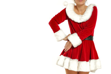 Santa claus woman and white space 