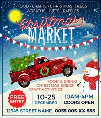 Christmas Market Flyer. Christmas Market Poster Template. - 391841629
