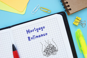 Business concept meaning Mortgage Refinance with inscription on the piece of paper.