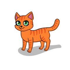 Vector illustration of ginger cat with green eyes on white background