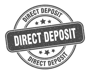 direct deposit stamp. direct deposit label. round grunge sign