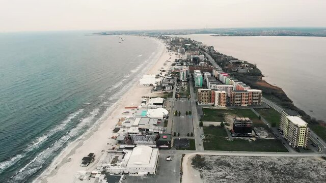 Aerial drone view of Constanta city in Romania