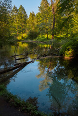 The most famous source of natural mineral water, bubbling wellspring. Green welspring in Mari El, Russia
