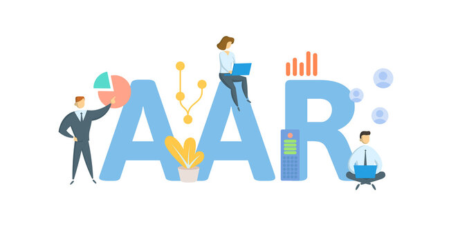 AAR, Average Annual Return. Concept with keywords, people and icons. Flat vector illustration. Isolated on white background.