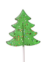 Front view of christmas tree lollipop
