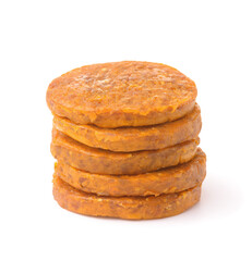 Stack of organic dried apricot and almond discs dessert