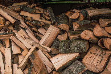 Stacked wood for domestic use 