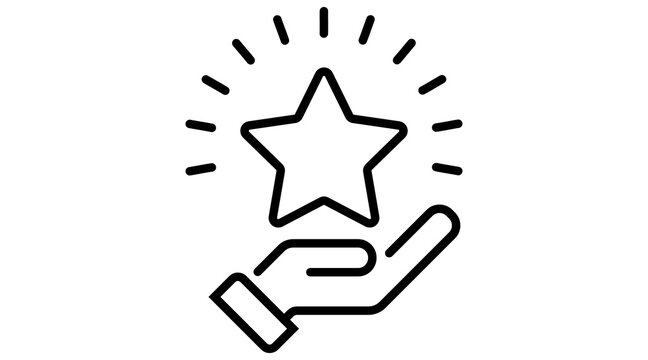 hand star icon value concept. Vector flat line illustrations