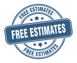 free estimates stamp. free estimates label. round grunge sign