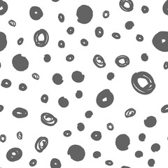 Doodle dots texture. Seamless pattern with ink brush circles. Abstract Hand drawn background for design and decoration textile, covers, package, wrapping paper.