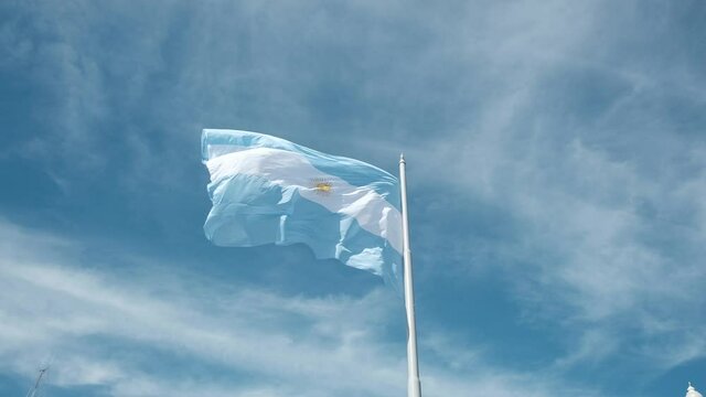 The national flag of Argentina - 4k flag waving on flagpole real video
