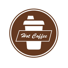 A cup of coffee. Logo design for a coffee shop, cafe, coffee house. Vector, monochrome, isolated illustration.