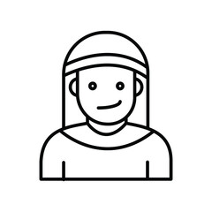 Arabic Man smiling avatar line icon