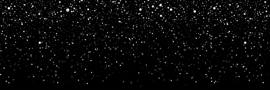 Falling snow on a transparent background. Snow. Snowfall, snowflakes in different shapes and forms. Snowfall isolated on transparent background. Vector illustration
