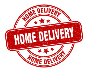 home delivery stamp. home delivery label. round grunge sign
