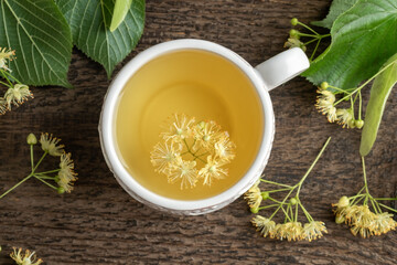A cup of linden flower tea