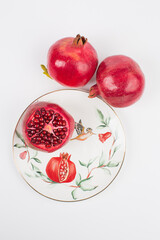 Pomegranate on a beautiful plate