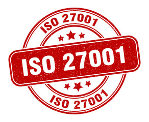 iso 27001 stamp. iso 27001 label. round grunge sign