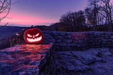 Carved Halloween pumkin on tour