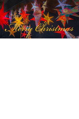 Christmas card with colorful stars as header and additional text field 