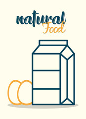 milk box and eggs icon, line style