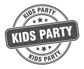 kids party stamp. kids party label. round grunge sign