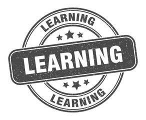 learning stamp. learning label. round grunge sign