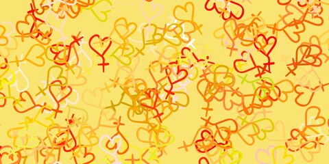 Light Pink, Yellow vector texture with women's rights symbols.