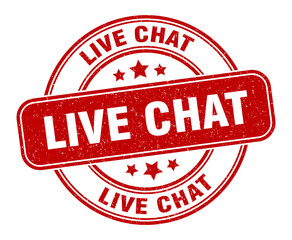 live chat stamp. live chat label. round grunge sign