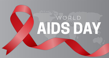 World AIDS Day Illustration Background with Red Ribbon