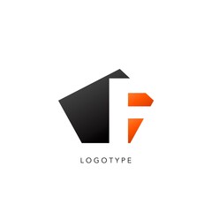Initial Letter F logo icon. Vector design concept abstract techno geometrical shape with negative letter F logo icon.