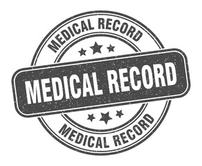 medical record stamp. medical record label. round grunge sign